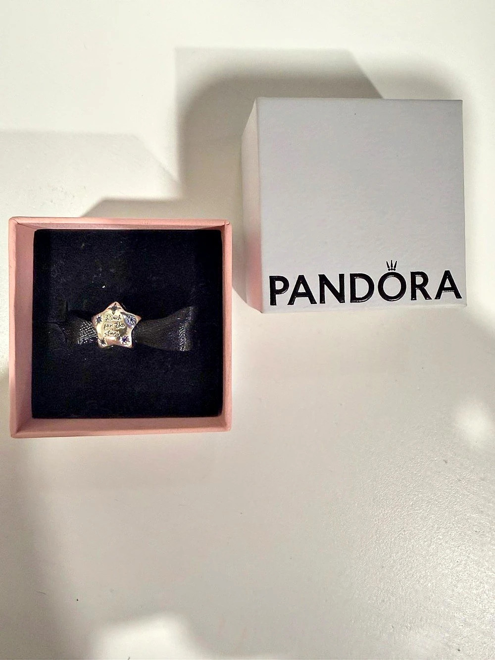 PANDORA Bold Sparkling Star Charm Black Mesh Bracelet